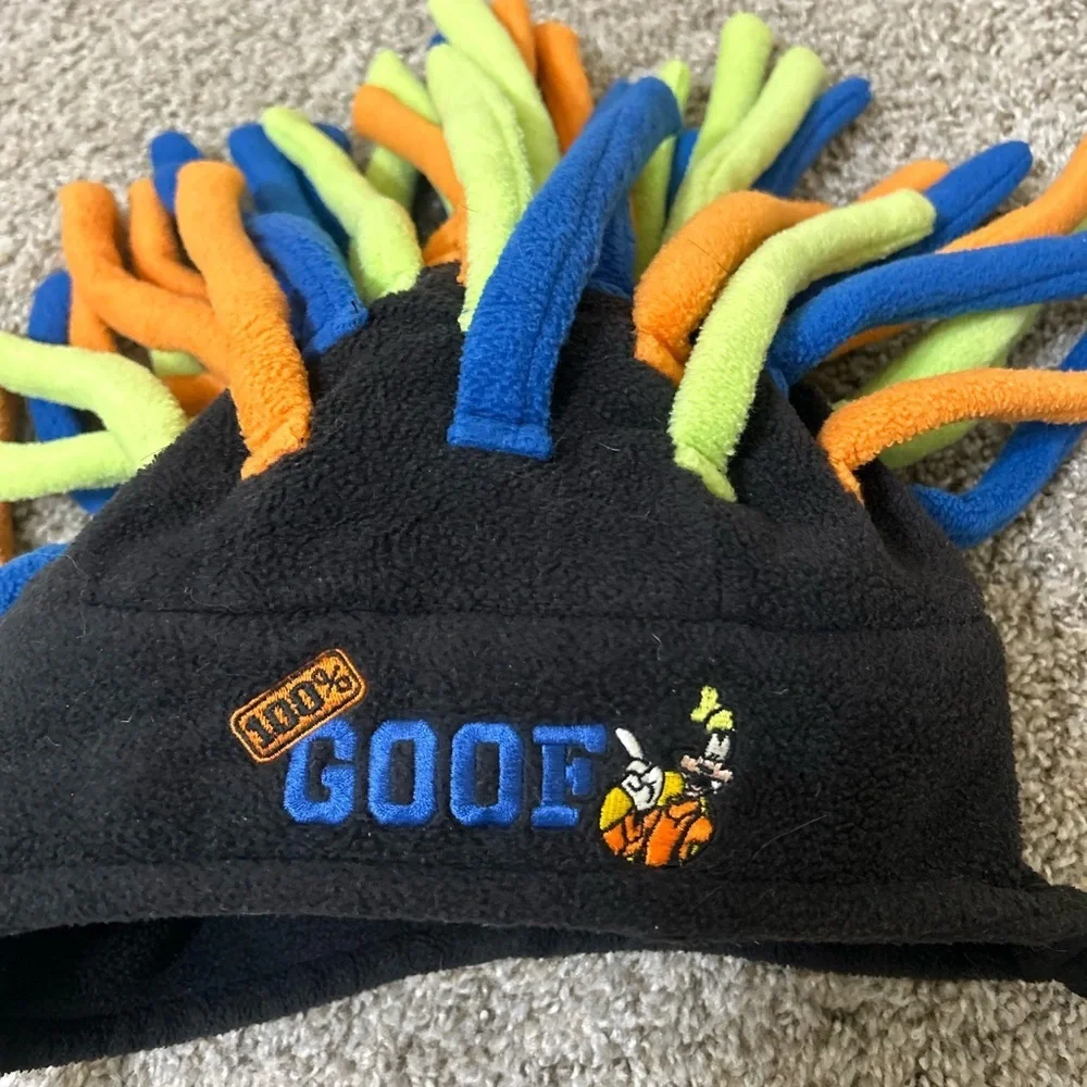 Walt Disney World Black Neon Multi Color Fleece Hat Dreadlock One Size Unisex